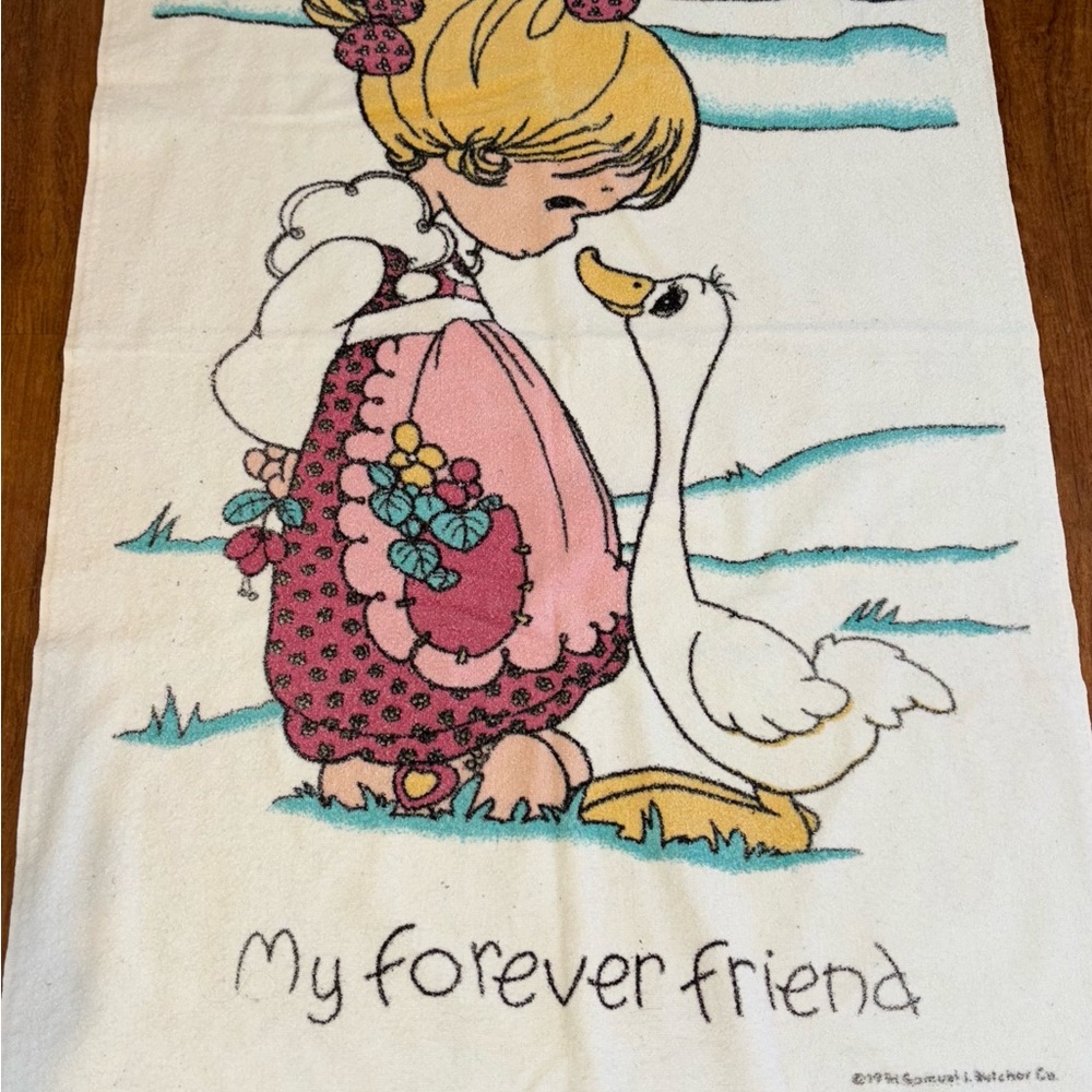 90’s Precious Moments My Forever Friend Vintage beach towel with Girl and Goose